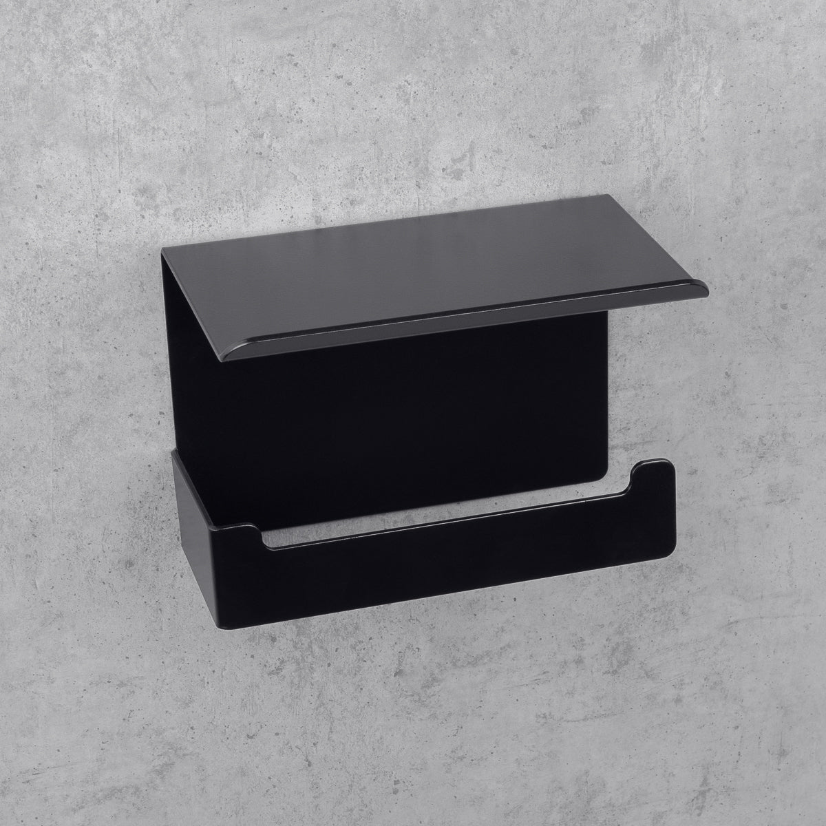 black toilet paper holder with shelf Bliss 2