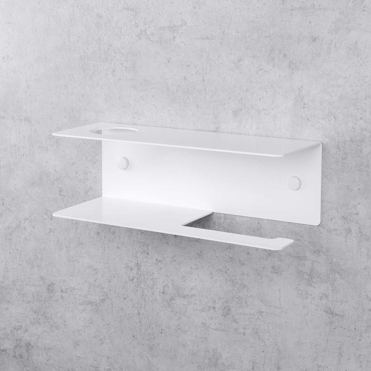 white toilet paper holder with shelf Line