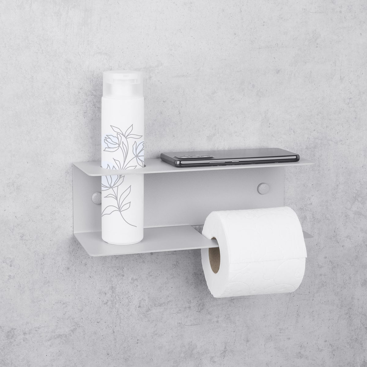 gris porte-papier toilette avec ligne d'étagères