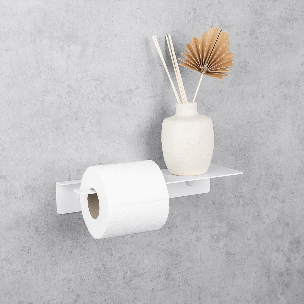 white toilet paper holder with shelf Line Base