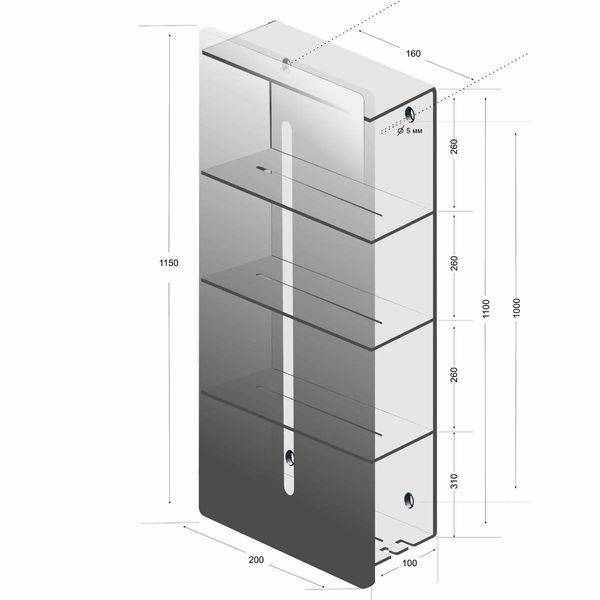 Raft organizator pentru baie DASKE Continental MAX alb 1150 mm